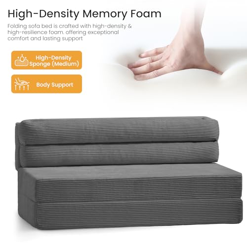 feliz home Convertible Sofa Bed with Metal Frame, Boneless Loveseat Sleeper Sofa Futon Sofa Bed Foldable Full Size Mattress for Living Room, Guest Room feliz home