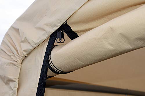 ShelterLogic 10' x 20' x 8' Peak Style Roof Instant Garage Carport Car Canopy with Steel Frame and Waterproof UV-Treated Cover, Sandstone ShelterLogic