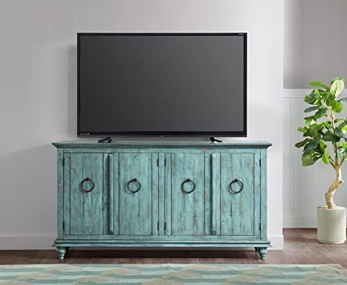 Martin Svensson Home Garden District Rustic Turquoise Solid Wood 65" TV Stand Martin Svensson Home