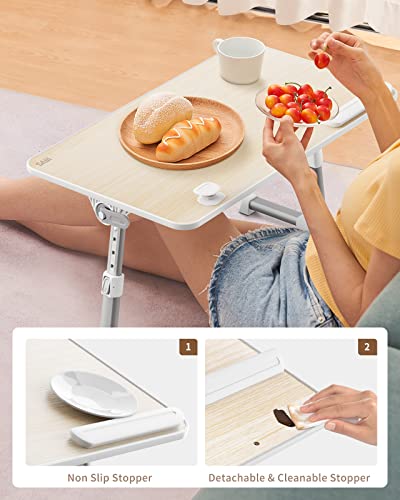 SAIJI Laptop Bed Tray Table, Adjustable Home Office Standing Desk Portable Lightweight Foldable Lap Desk for Sofa Couch Floor Working Studying Reading Writing Eating,Fit Up to 17" Laptop(Large,Teak) SAIJI