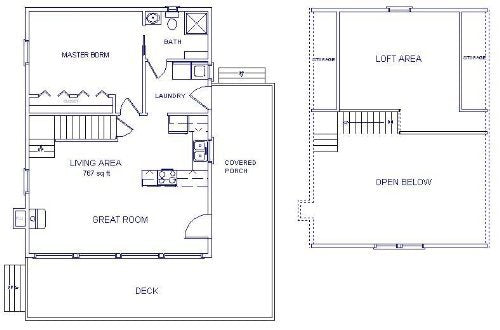 Easy Cabin Designs 24x32 Cabin w/Loft Plans Package, Blueprints & Material List