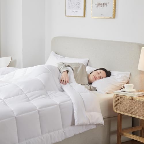Nestl Quilted Down Alternative Comforter - Twin XL Size, All Season White Duvet Insert with Corner Tabs Nestl