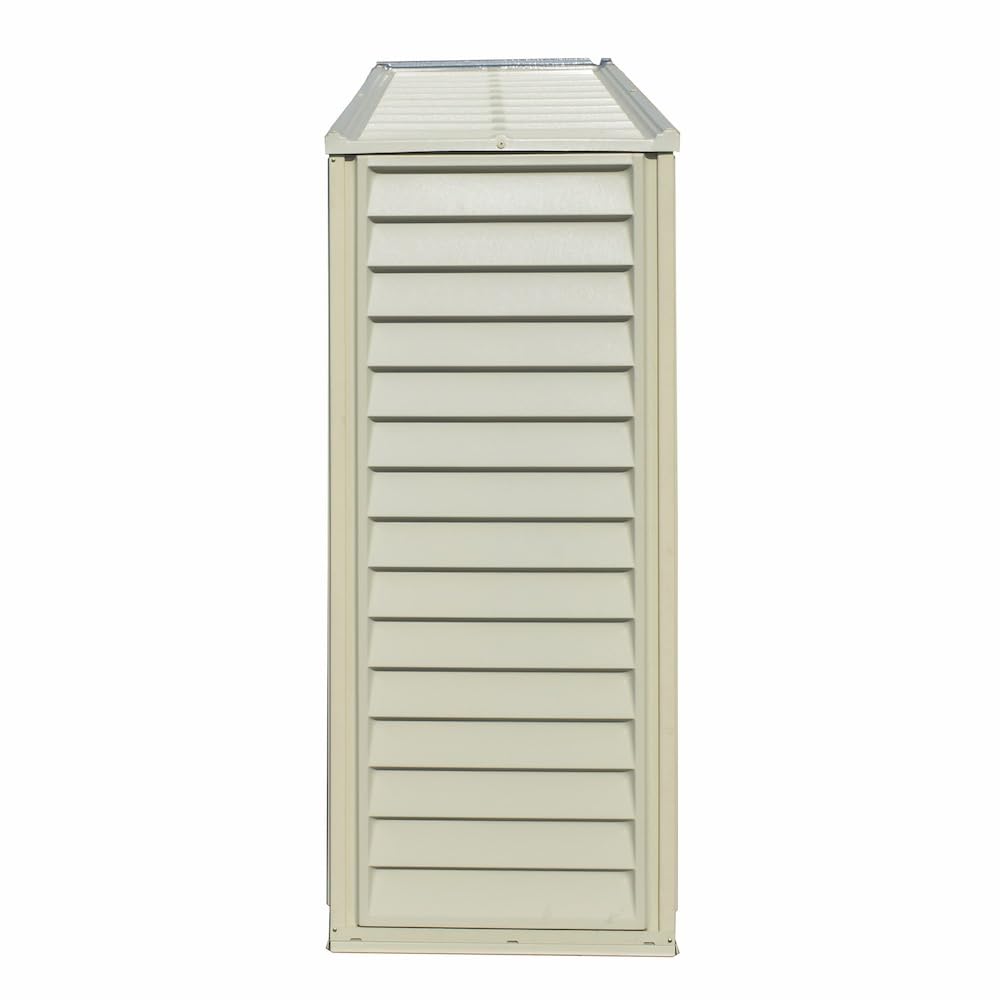 Duramax SidePro 10.5 Ft. x 3 Ft. Vinyl Garden Storage Shed | Made of Fire Retardant PVC Resin, All-Weather, Waterproof Outdoor Solution, Store Bikes, Tools, BBQ, Home Gym | Strong Metal Roof Structure DURAMAX