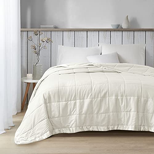 Madison Park Cambria Down Alternative Blanket, Premium 3M Scotchgard Moisture Wicking Treatment, Lightweight and Soft Bed Cover For Summer with Satin Trim, Oversized Full/Queen Ivory Madison Park