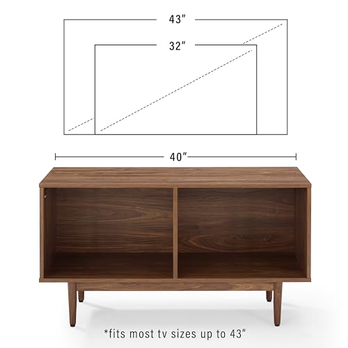 Crosley Furniture Liam Medium Vinyl Record Storage TV Stand and Entertainment Center, Media Console, Walnut Crosley Furniture