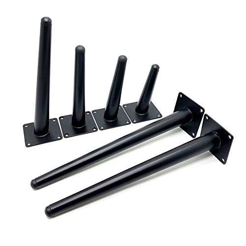 Generic Set of 4 Metal Oblique Tapered Matte Black Furniture Legs,DIY Replacement Sofa Couch Chair Legs,Coffee Table Legs,TV/Bathroom Cabinet Legs,10-72cm,with Screws (25cm/9.8in) (Black 72cm/28.3in) WoodArtSupply