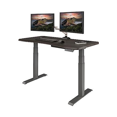 Vari Ergo 54x26 Electric Standing Desk – Height Adjustable Sit Stand VariDesk + Curved Waterfall Edge, 4 Memory Settings, Quick Assembly, Cable Management, 200 lb Capacity – Espresso (2 Boxes) Vari