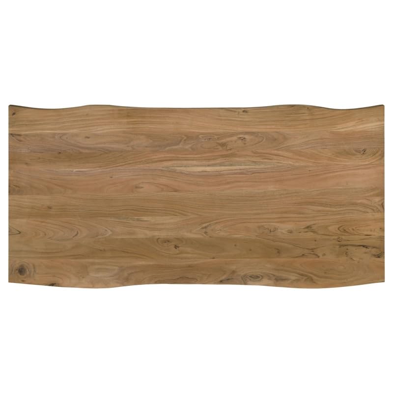 MAKLAINE Wood Live Edge Dining Table in Natural Acacia and Black MAKLAINE