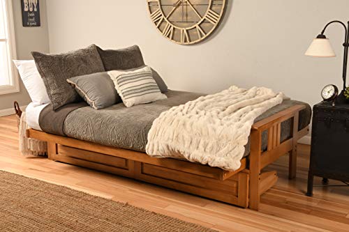 Kodiak Furniture Monterey Futon Set with Storage Drawers, with Butternut Base and Linen Stone Mattress Kodiak Furniture