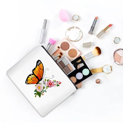 Louise Maelys Embroidery Kit Canvas Makeup Bag for Beginners,Cross Stitch Kits for Adults,DIY Needlepoint-Butterfly and Floral Pattern