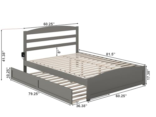 AFI, Warren Queen Platform Bed with Matching Footboard & Twin XL Trundle, Grey AFI