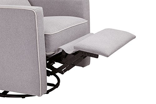 DaVinci Piper 360° Swivel Rocker Recliner Chair - Rocking Chair for Nursery & Living Room, GREENGUARD Gold, FSC & Certi-PUR US Certified, Comfy Nursery Glider Recliner - Heathered Grey w/Cream Piping DaVinci