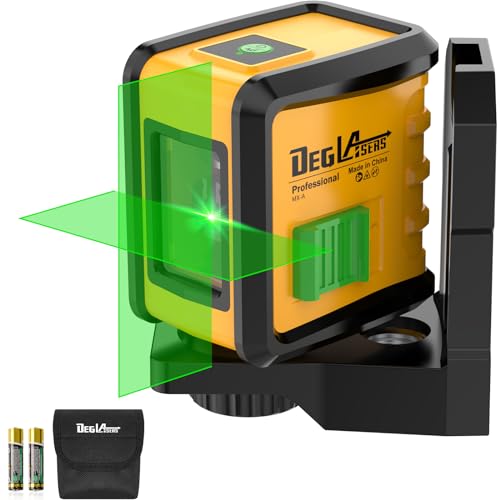 Self Leveling Laser Level,DEGLASERS 100ft Green Cross Line Laser Level,3 Brightness Adjustment,Manual Self leveling and Pulse Mode,IP54 Waterproof,Magnetic Bracket,Battery,Carrying Bag Included DegLasers