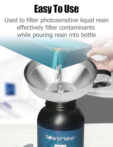 Resin Funnel, Resin Filter Funnel with Strainer 3D Printer Stainless Steel Resin Funnel for Filtering and Recycling UV SLA/DLP/LCD Photosensitive Resin, with Cleaning Brush Gnellkoor