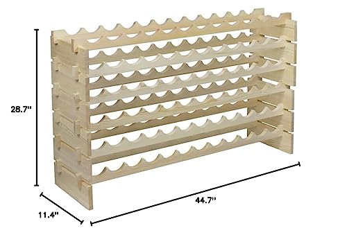 F2C Wood 72-Bottle Stackable Modular Wine Rack Wood Wine Cabinet Free standing Wine Storage Organizer Display Shelf Wine Bottle Holder Kitchen Decor Classic Style, Wobble Free F2C
