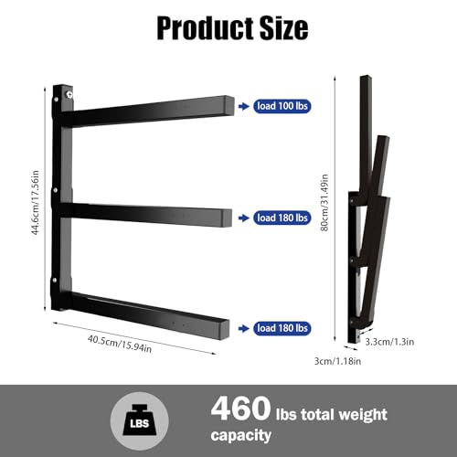 S&R PLKOP 3-Level Lumber Storage Rack, Wall Mounted Wood Organizer - 2 Pack, Black, Metal for Wood Storage & Lumber Racks S&R PLKOP