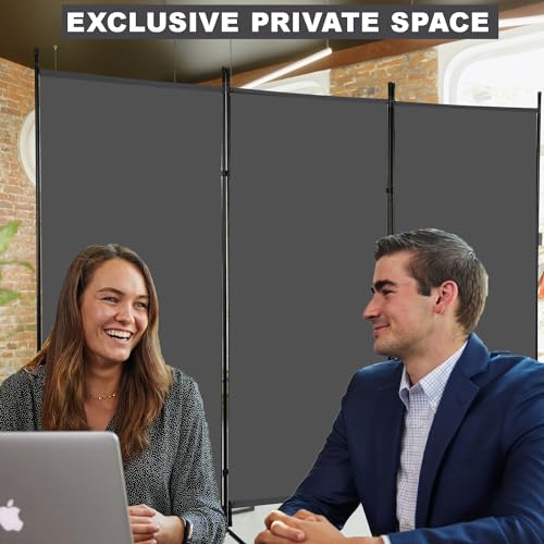 PayLessHere 3-Panel Folding Privacy Screen, 6 Ft Portable Room Divider for Separating Spaces,102" W x 70" H Freestanding Partition Room Panel,Grey PayLessHere