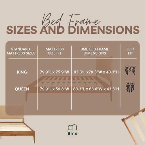 Bme Selina King Size Wood Platform Bed Frame with Handcrafted Paper Cord Headboard - No Box Spring Needed Bme