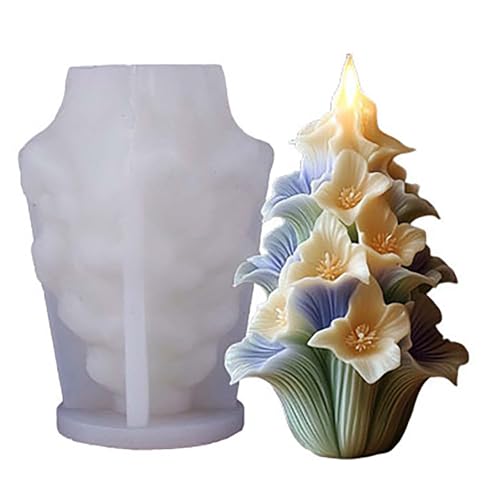 Tulip Flower Cylinder Molds Silicone Wave Spiral Candle Mold - Silicone Resin Casting Molds for Candle & Resin & Soap Craft Supplies