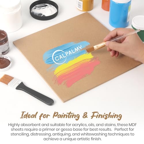 CALPALMY 24-Pack MDF Board 1/8 Inch Thick 12" x 12" Unfinished Wood Panels, 3mm Thick Medium Density Fiberboard Wood Boards for Crafts, Painting, Carpentry, Engraving, Interior Design, and More CALPALMY