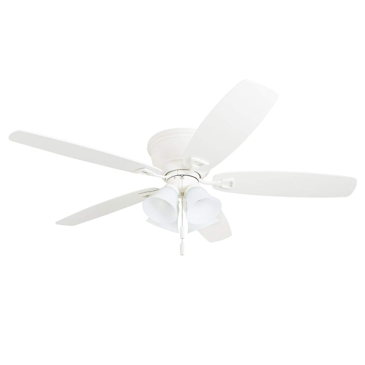 Honeywell Ceiling Fans Glen Alden, 52 Inch Classic Flush Mount Indoor LED Ceiling Fan with Light, Pull Chain, Quick-2-Hang Dual Finish Blades, Reversible Motor - 50520-01 (White) Honeywell Ceiling Fans