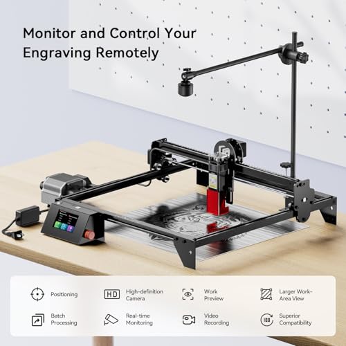 LONGER RAY5 5W Laser Engraver with Air Assist & LightBurn Camera, Auto Positioning & Capture, High-Precision Laser Cutter for Wood, Metal, Acrylic, Tumblers & Cylindrical Objects Longer