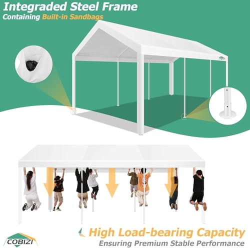 COBIZI 10x20FT Party Tent Heavy Duty for Parties Outdoor Gazebo White Event Shelter Wedding Canopy, BBQ Commercial with Removable Sidewall Windows, Powder Coating (Better Than Galvanized) COBIZI