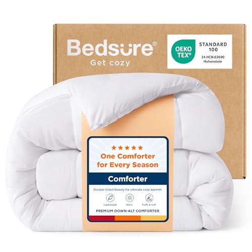 Bedsure Full Comforter Duvet Insert, All Season Bed Comforter, Quilted Down Alternative Duvet, Box Stitched Comforters with Corner Tabs, Machine Washable, 82 x 86 Inches (White) Bedsure
