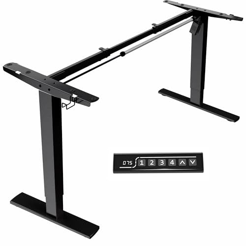 VIVO Electric Stand Up Desk Frame Workstation, Frame Only with 220 lbs Capacity, Brushless Motor Standing Height Adjustable Legs with Memory Controller, Black, DESK-V100EBY VIVO