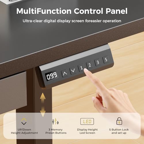 GTPLAYER Electric Standing Desk with Drawers, 48 x 24 Inch Height Adjustable Gaming Desk with Monitor Stand, Power Outlets & LED Lights, Home Office Sit Stand Up Desk with Memory Preset (Black) GTPLAYER