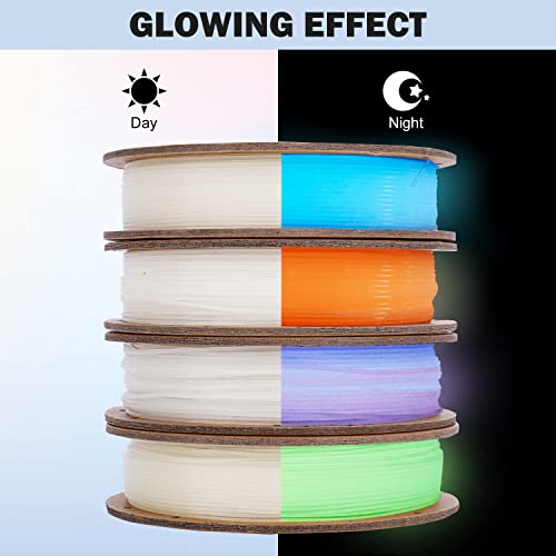 ERYONE Glow in The Dark Filament PLA 1.75mm +/-0.03mm, 250g*4 Pack/Spool, Glow Rainbow/Glow Blue/Glow Orange Yellow/Glow Green ERYONE