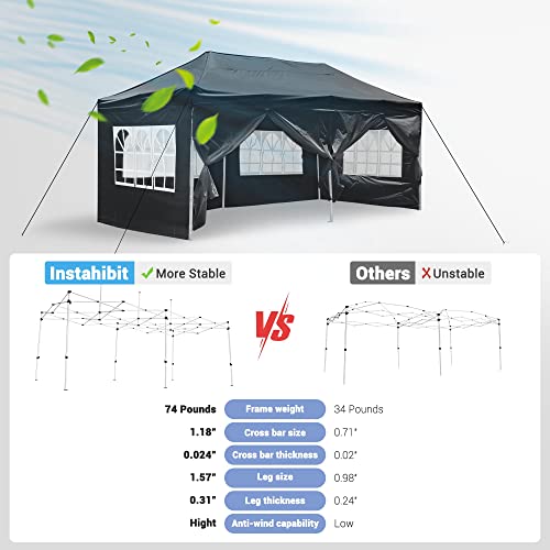 Yescom 10x20' Heavy Duty Enclosed Pop Up Canopy Folding with 4 Sidewalls for Outdoor Event Vendor Farmer Flea Market Tent Yescom