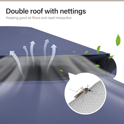 LAUSAINT HOME Outdoor Patio Gazebo 10'x13' with Expansion Bolts, Heavy Duty Gazebos Shelter Party Tent with Double Roofs, Mosquito Nettings and Privacy Screens for Backyard, Garden, Lawn, Elegant Blue LAUSAINT HOME