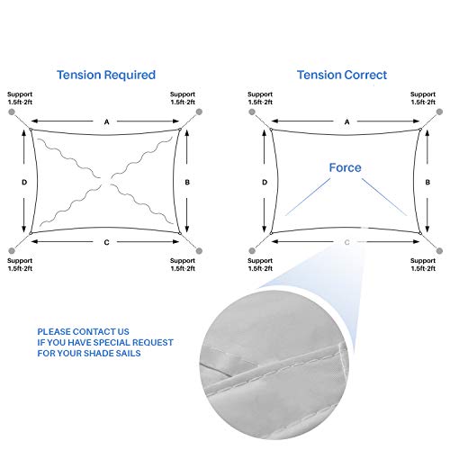 E&K Sunrise 8' x 18' Waterproof Sun Shade Sail Outdoor Rectangle Canopy Shade Cover UV Block for Pergola Patio Backyard Garden Deck (Light Gray) E&K