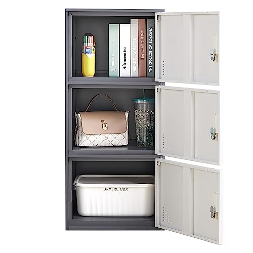 iCHENGGD 3 Door Metal Locker Steel Storage Cabinet, Office Storage Lockers for Employees, Vertical Metal Cabinets for Home,Office,School,Room Storage Organizer iCHENGGD