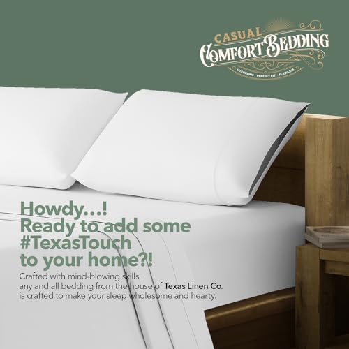 TEXAS LINEN CO. 100% Organic Cotton Percale Sheets King Size - 4 PC White Organic Sheets King Set, Soft, Crisp & Cooling, Fully Elasticized 16" Deep Pocket Hotel Bedsheet Set - GOTS Certified