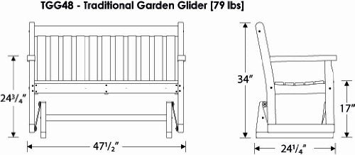 POLYWOOD TGG48BL Traditional Garden 48-Inch Glider, Black Polywood