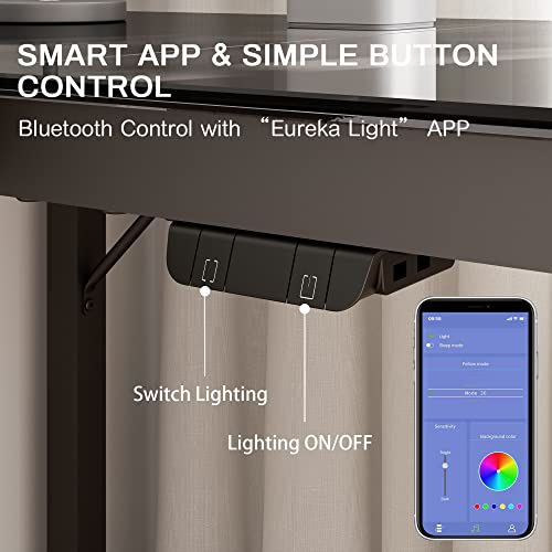 EUREKA ERGONOMIC RGB LED Lights 60 Inch L Shaped Reversible Black Glass Gaming Desk Home Office Computer Table GTG L60 EUREKA ERGONOMIC