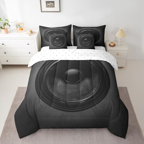 Feelyou Twin Size Speaker Comforter Set, 7 Pieces Lightweight Cool Minimalist Bedding Sets, 3D Pattern Bed in a Bag with Comforter, Sheets, Pillowcases & Shams Feelyou