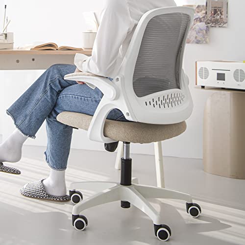 NEO CHAIR Office Desk Computer Gaming Ergonomic Chair with Lumbar Back Support Adjustable Height Swivel Wheels Flip-up Arms Mesh Chair for Home or Office (Beige) NEO CHAIR