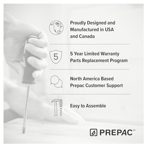 Prepac Simply Modern 4-Door Console Table with Versatile Storage in White Prepac