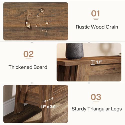 Tribesigns 41.3-Inch Farmhouse Entryway Table, 2-Tier Narrow Console Table Behind The Couch, Entryway Furniture with Storage for Small Spaces, Living Room, Hallway, Foyer, Rustic Brown Tribesigns