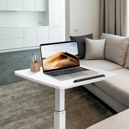 JSJCCTESK Mobile Standing Desk with 45° Tilting Desktop, Portable Rolling Standing, Height Adjustable Sit Stand Foldable with Wheels, Mobile Desk Workstation for Home Office (White, Large) JSJCCTESK