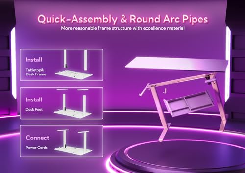 INNOVAR Glass Gaming Desk with Drawers, White Gaming Electric Standing Desk Adjustable Height, Professional Gaming Glass Surface Improved Precision and Speed, 55 inch INNOVAR
