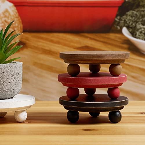 Defined Deco Mini risers for display,Wood Risers for Decor,Small 5”Round Wooden Riser, Farmhouse Wood Riser, Rustic Pedestal Display Stand,Display Risers for Tiered Tray Decor(Set of 2,Black) DD DEFINED DECO