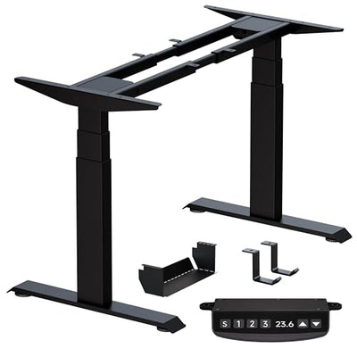 BIZUM Dual Motor 3-Stage Electric Standing Desk Frame,3 Memory Height Presets, Table Legs Up to 49.2", DIY Workstation for Home Office,Black