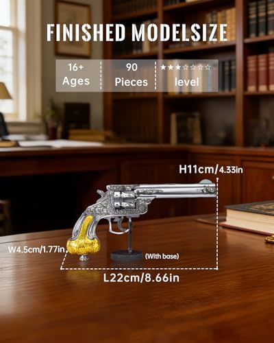 Piececool Metal Model Kits Revolver 3D Metal Puzzle for Adult Jigsaw Set Brain Teaser Best Gifts for Christmas
