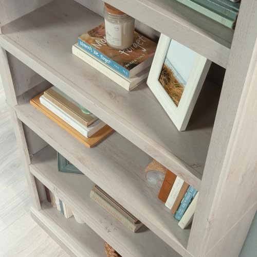 Sauder 5 Tier Book Shelf Wooden Bookcase Multipurpose Bookshelf for Home Office, Living Room, in Chalked Chestnut Sauder