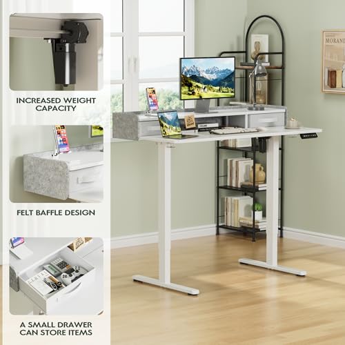 Homall Electric Standing Desk with 2 Drawers, Adjustable Height Computer Desk with Storage Sit Stand Table with Storage Shelf and Splice Board Quick Install for Home Office (White, 48 Inch) Homall