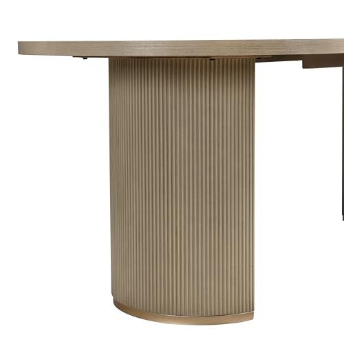 Christopher Knight Home Lancas Modern Minimalist Wooden Indoor Dining Table - Oval Top Pedestal Design - Dining Table Set for 6 - Light Ash Finish - Restaurant, Family Gatherings, Kitchen, Dining Room Christopher Knight Home